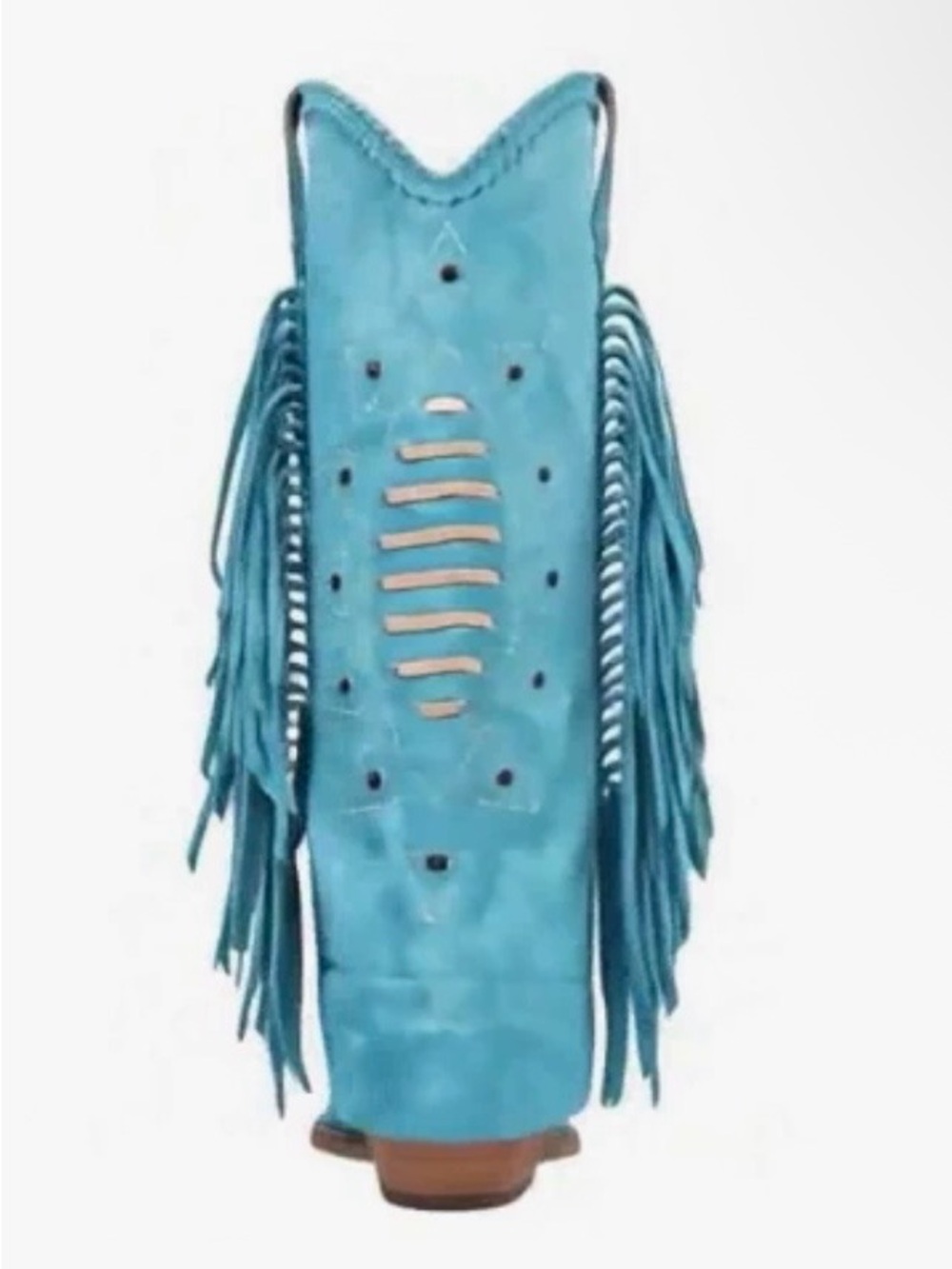 Turquoise Fringe Leather Suede Women's Western Boot - Picture 5 of 7